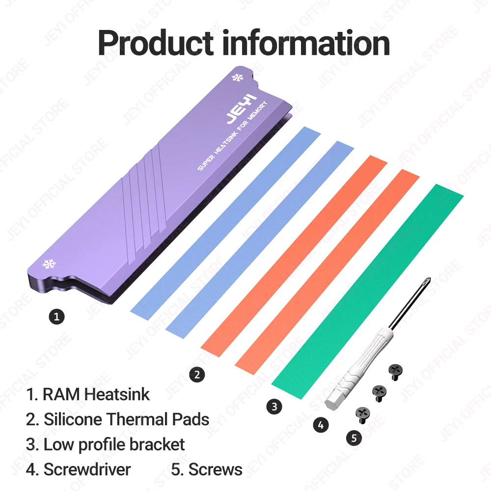 Jeyi-ram Dissipador de Memória com Almofadas Térmicas Desktop Ram Cooler Radiação Ddr Dissipate para pc Faça Você Mesmo Ddr2 Ddr3 Ddr4 Ddr5 - Imagem 3
