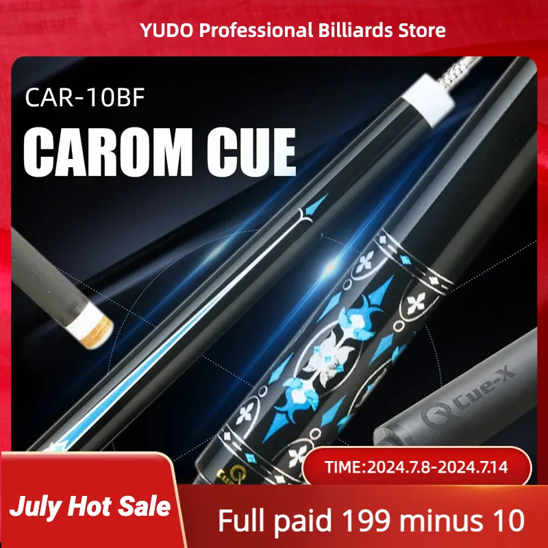 

KONLLEN CAR-10BF Carom Cue Stick 142cmCarbon Fiber Shaft 12.2mm Tip Billiard 3/8*8Radial Pin JointBlack Technology Cue with case