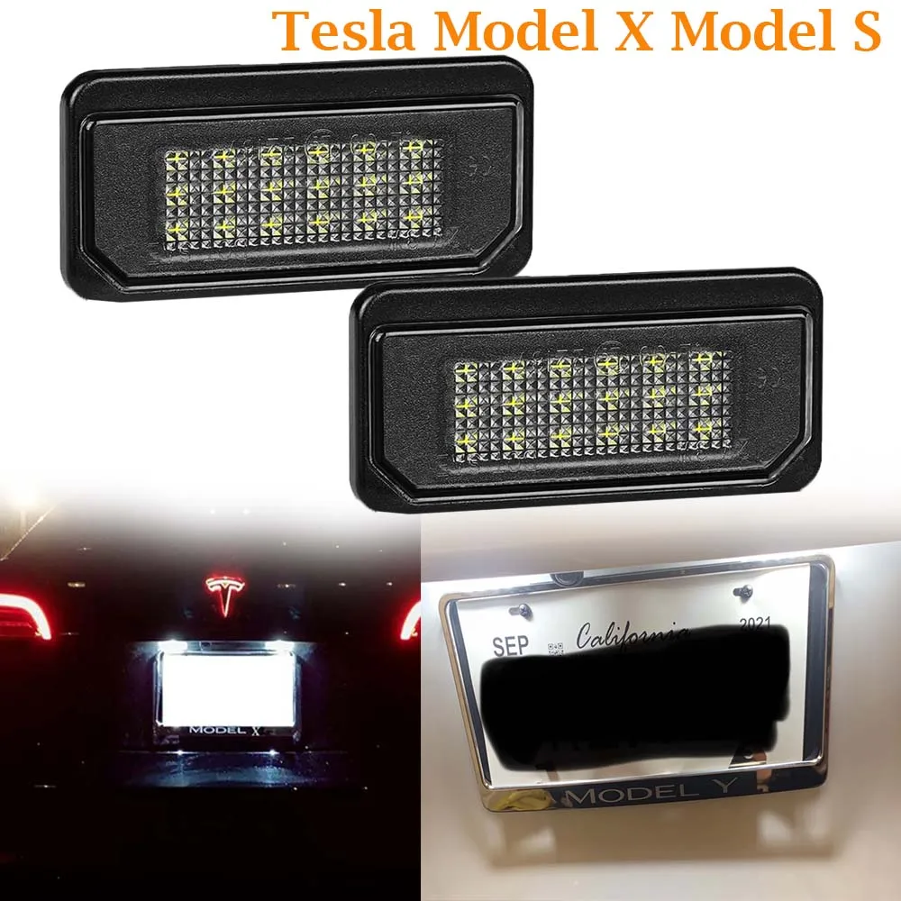

2pc Led License Plate Lights Lamp For Tesla Model X 2016 2017 2018-2022 Model S 2017-2021 18-SMD White LED Canbus OEM:103434100A