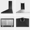 Range Hood Black,Wall Mounted Range Hood 30 inches,Black Kitchen Hoods with Touch Controls,Stainless Steel Range Hood in Black 5