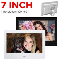 7 inch LED Photo Frame Digital Picture Frame 800x480 HD Electronic Photo Album Alarm Clock MP3 MP4 Music Player with Remote