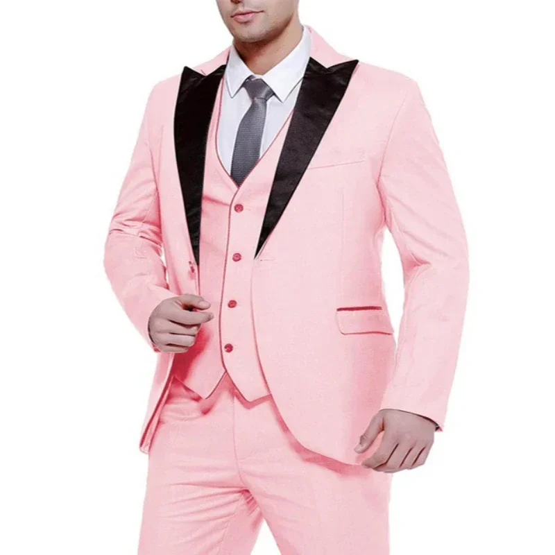 Elegant Champagne Wedding Men Suit Groom Tuxedo Slim Fit Prom Blazer Hombre Casual High Quality 3 Piece Set Costume Homme