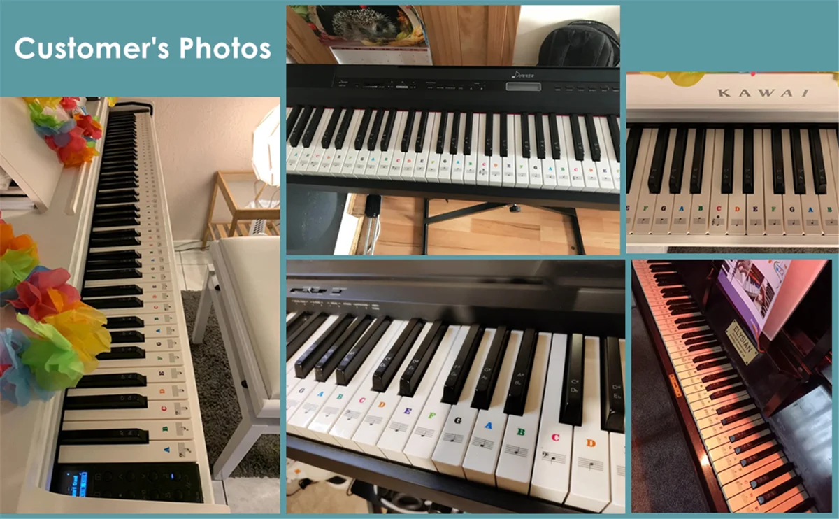 Klavier tastatur aufkleber für 37 49 54 61 88 weiße und schwarze Tasten Musik elektronische Klavier tastatur Notiz aufkleber – Detail 3