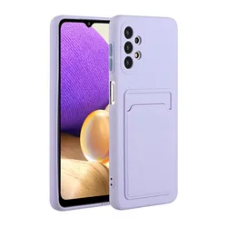 Luxury Soft Silicone Phone Case with Leather Card Slot - Premium Protection Cover - A14 5G - A14 4G (Light Purple)