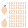 100Pieces Wooden Keychain Blanks Bulk Round Wood Engraving Blanks Unfinished Wooden Key Ring Key Tag B 6