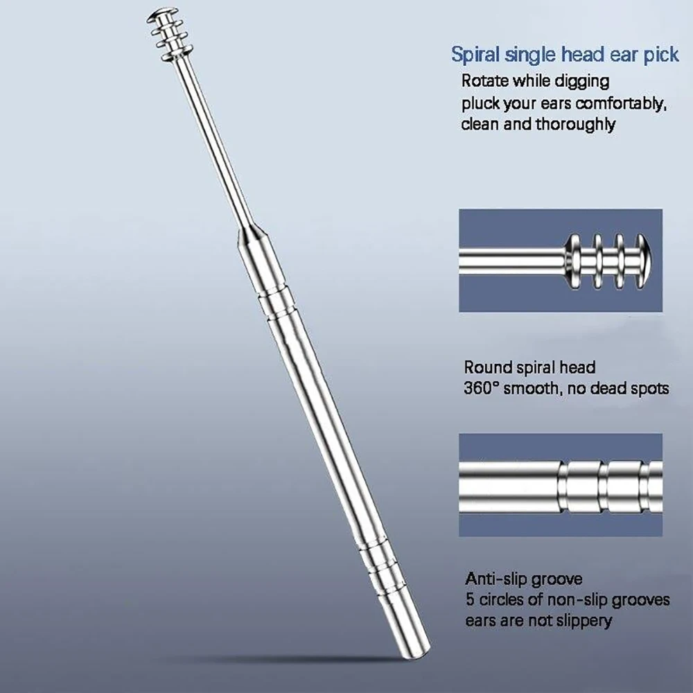 Ear Cleaner 6Pcs/Set Earpick Ear Wax Remover Ear Spoon Curette Ear Cleaning Spiral Earpick Easy Earwax Removal Ear Care Gadget - 6