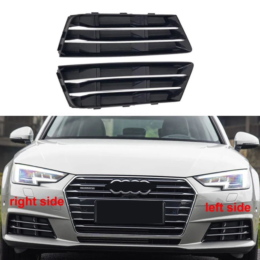 

For Audi A4L 2017 2018 High Configuration Car Fog Light Cover Trims Auto Front Bumper Lower Grille Fog Lamp