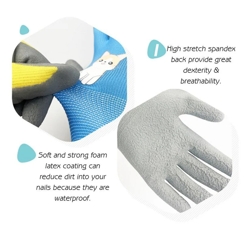 Children's Durable Gloves Labor Protection Waterproof Protective Gloves Non-Slip Children Safety Yard Work Gloves Latex Gloves 3