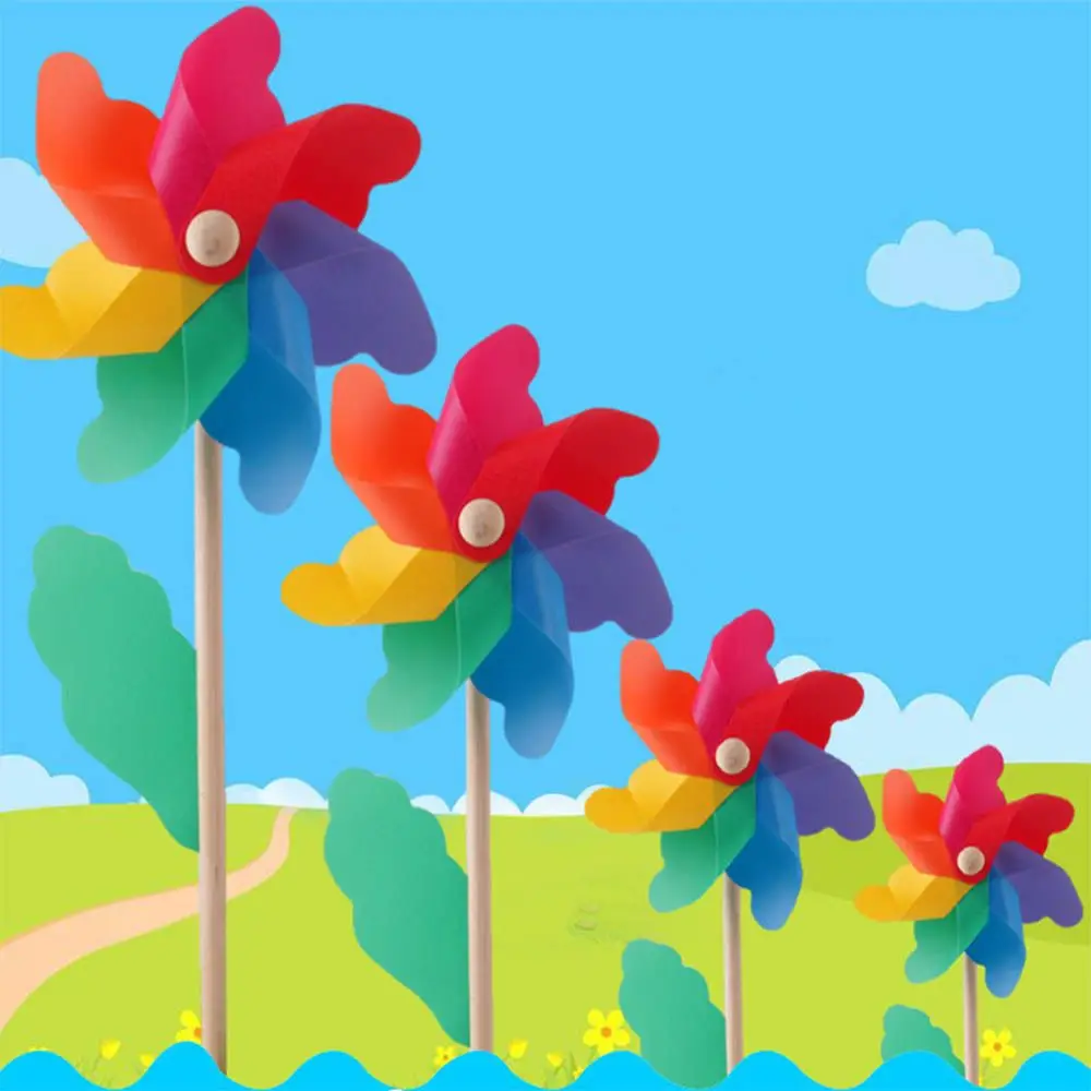 

DIY Wood Stick Lawn Ornaments Garden Decor Kids Toy Windmill Wind Spinner