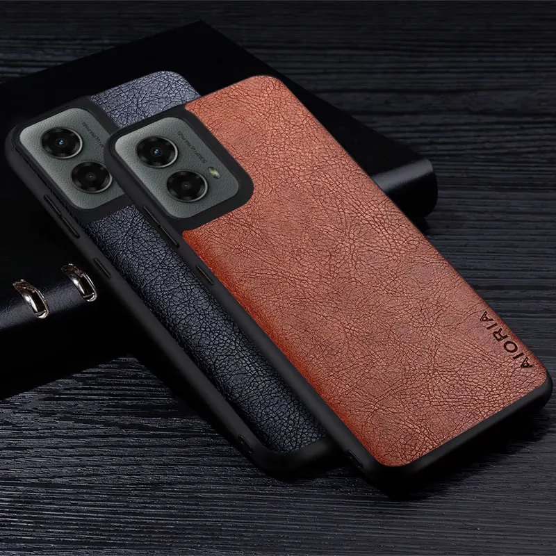 Роскошный кожаный чехол для Motorola Moto G Power Stylus 5G 2024, задняя крышка в деловом стиле ретро с узором Личи для moto G