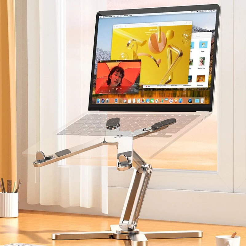 Portable Aluminum Alloy Tablet Bracket Foldable Telescopic Laptop Desktop Stand 360Â° Rotation Lifting Notebook Table Holder
