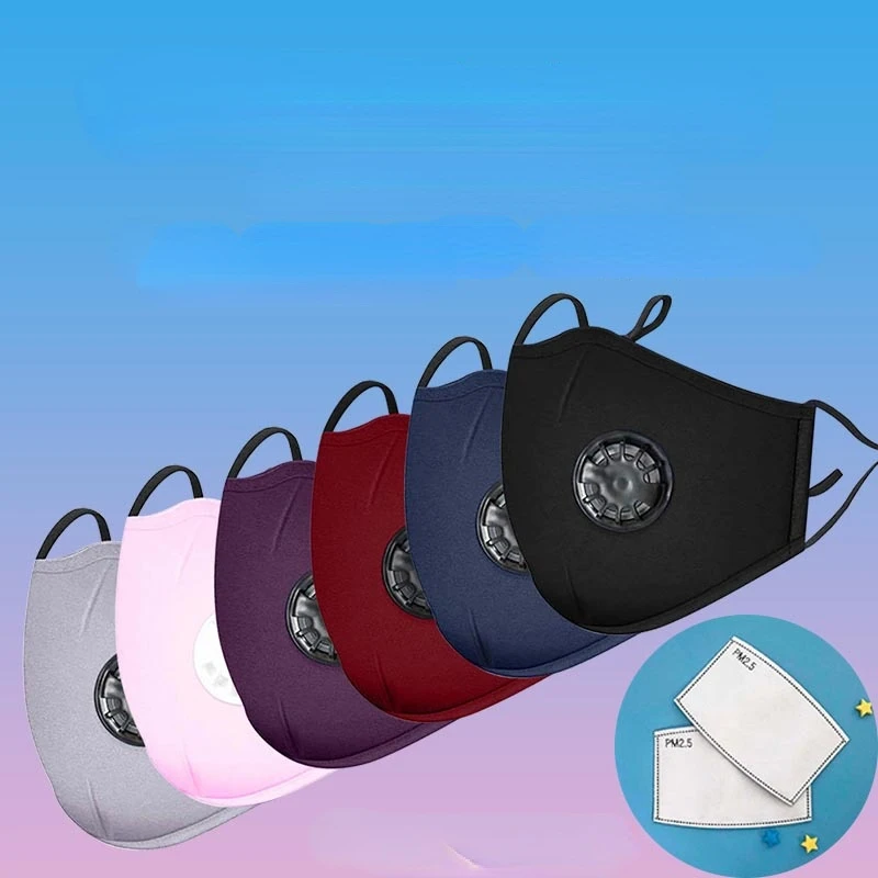 Face shield mask Cotton Face Mask with Breathing Valve Filter Reusable Washable Masks Fashion Mouth Face Mask Anti Dust Activated Carbon PM2.5