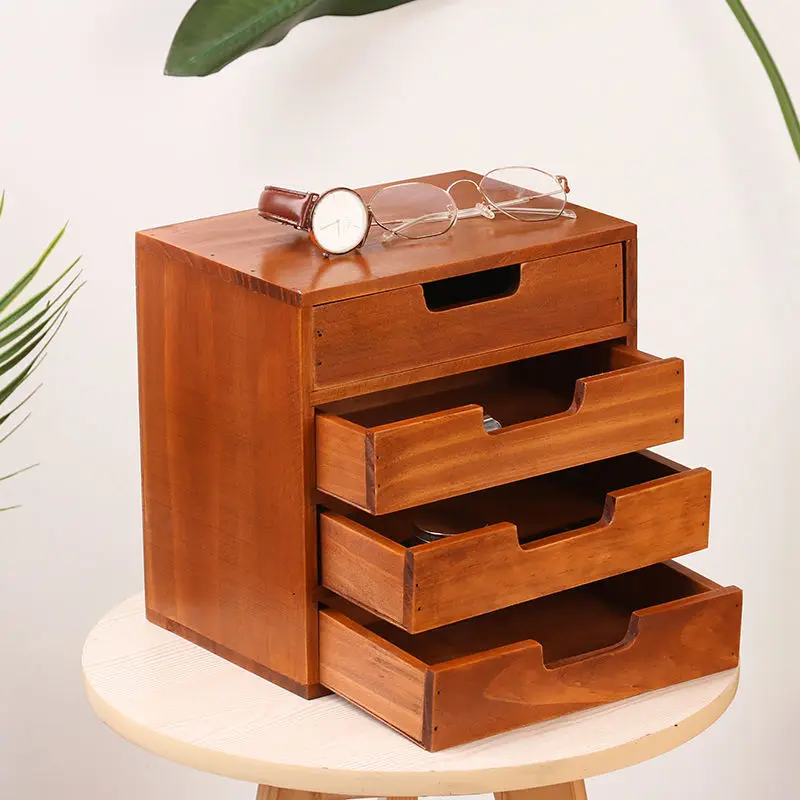 Wood 5 layer Drawer Storage Cabinet Retro Desk Storage Box - Temu