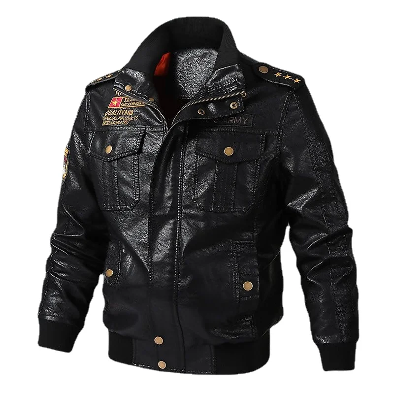 Leather Jacket Men Military Tactical Bomber Jacket PU Leather Coat Plus Size Motorcycle Jacket Streetwear Men's Clothing Slim