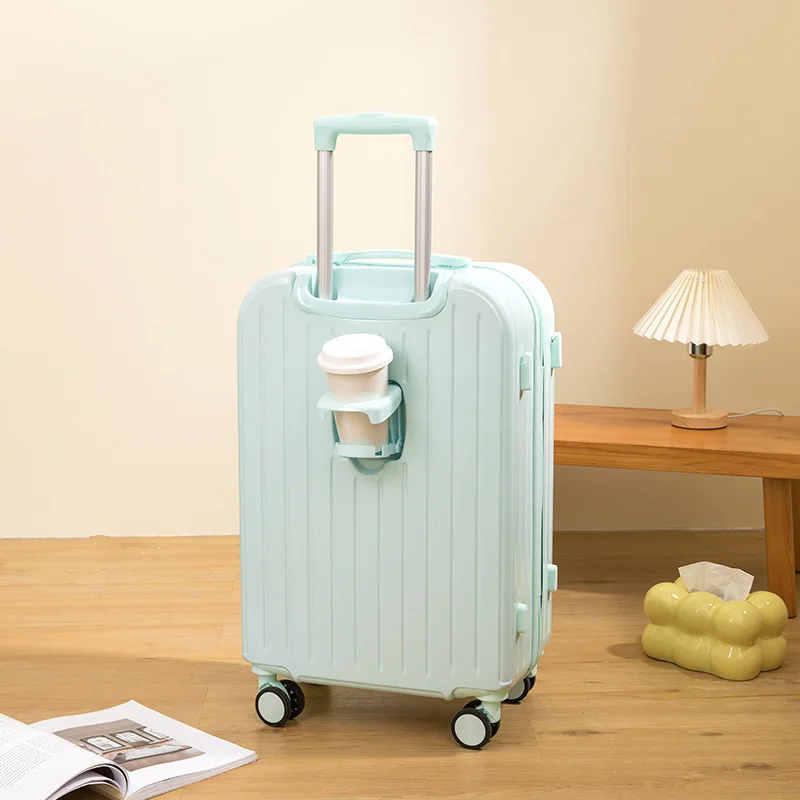 PLUENLI Luggage Case Women Universal Wheel Wearproof Trolley Case Large Capacity Size Password Cup Men Travel Boarding Suitcase