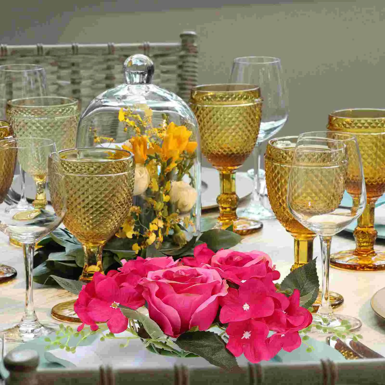 

Artificial Flower Greenery Candle Ring Wreath For Farmhouse Wedding Party Centerpiece Table Home Decoration