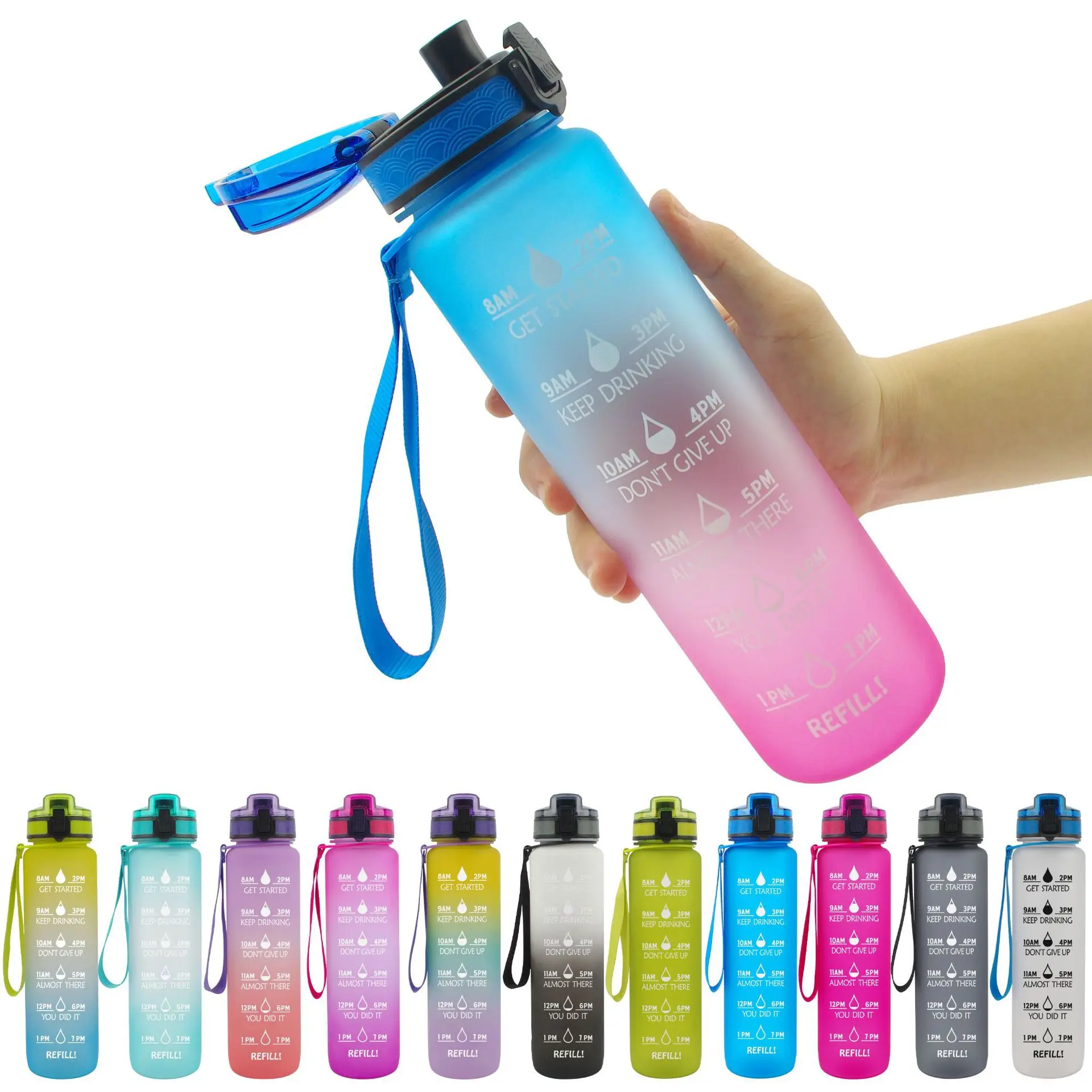 

Portable Water Bottle Straw Water Cups Motivational Sports Water bottle with Time Maker Leak-proof Cup for Outdoor Sport Fitness