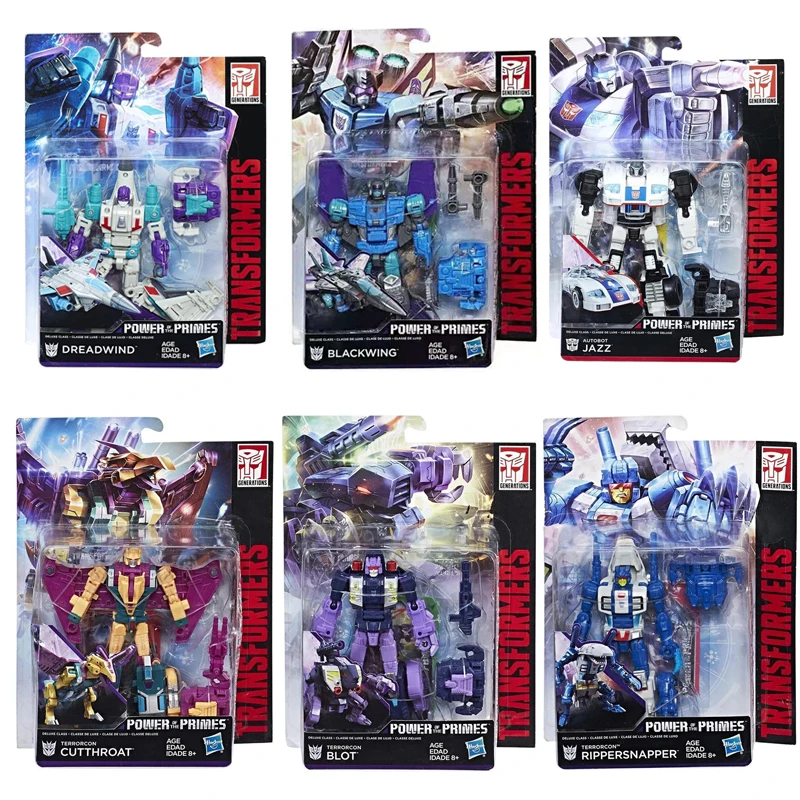 Trasformatori Power Of The Primes Dreadwind, Blackwing, Cuthole, Blot, Jazz E Rippersnapper Deluxe Class Action Figure Toys