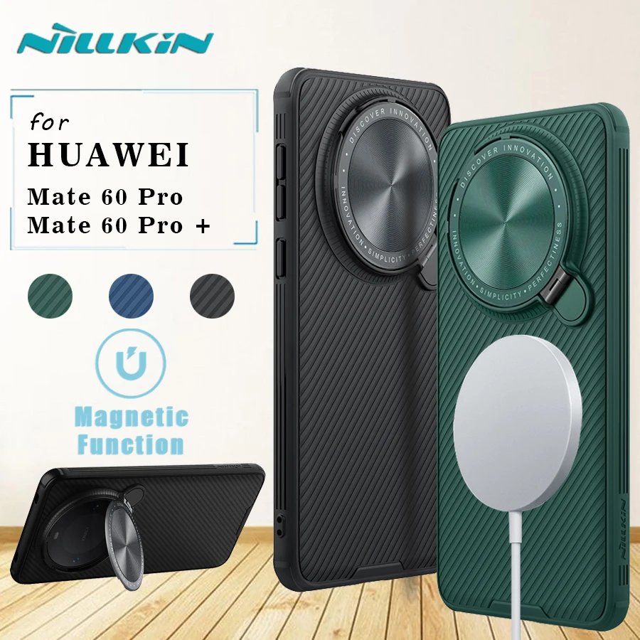 

for Huawei Mate 60 / 60 Pro / 60 Pro Plus Magnetic Case Nillkin Camshield Prop Camera Protector wirh Stand Shockproof Back Cover