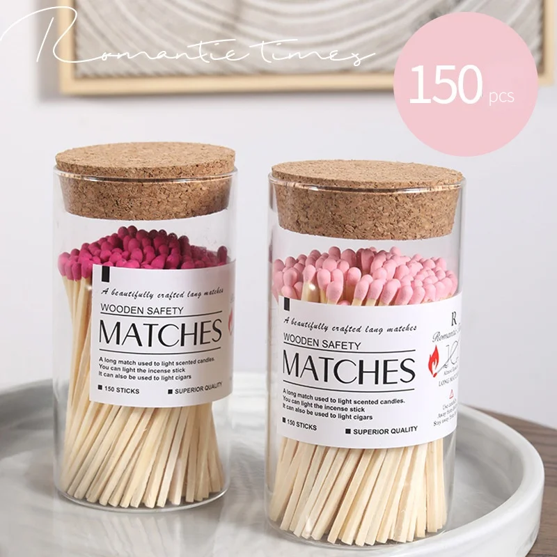 150pcs Romantic Long Matches Scented Candles Bottle Art Colorful Tip