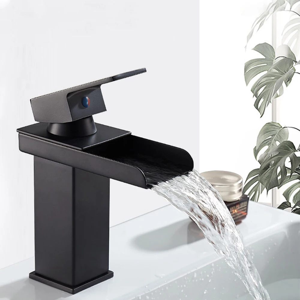 

Pera-Stainless Steel Countertop Basin Faucet, Black Bathroom Head, Hot and Cold Washbasin, Black Faucet