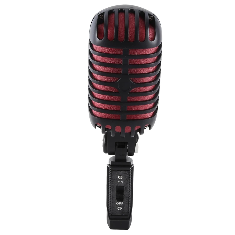 Microfone Vocal Dinâmico Retro Clássico Profissional, Microfone Swing Preto e Vermelho para Performance ao Vivo, Karaoke, 1 Pc