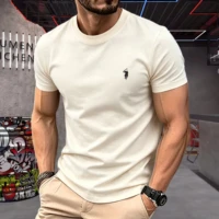 T-shirt homme 100 % coton pur de haute qualité, col rond, manches courtes, broderie poney, mode été 2026, haut décontracté sportif 3