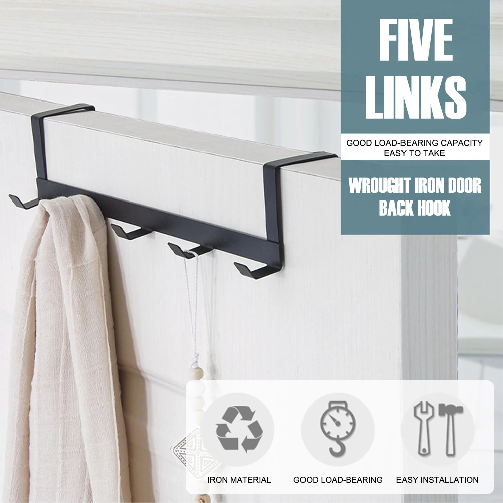 Coat Hook Rack Over the Door 5 Hooks Home Organizer Metal Hanging Rack Cloth Coat Hat Hanger Bathroom Kitchen Accessories