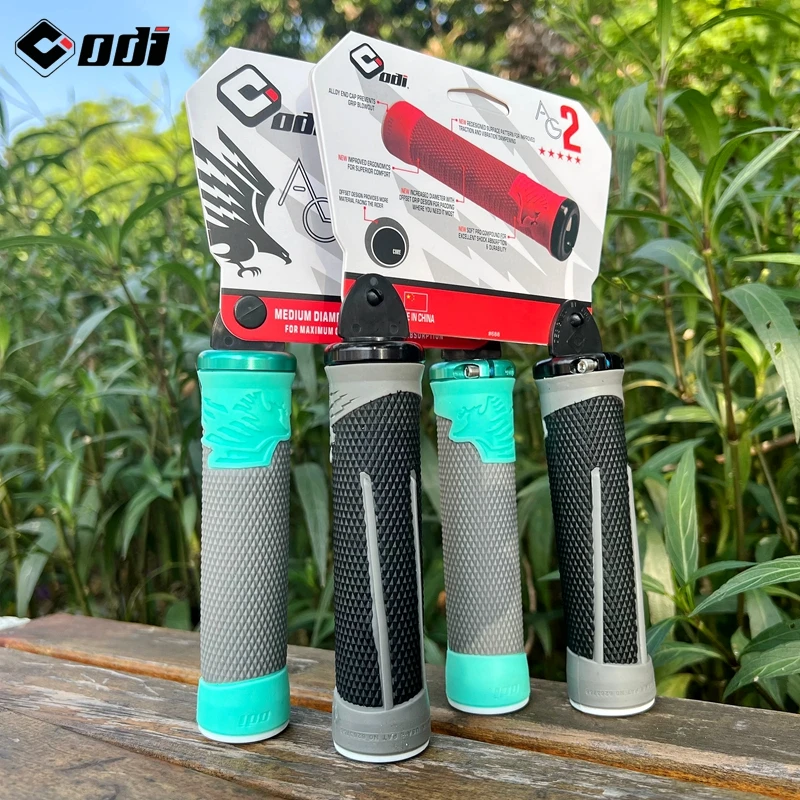 ODI MTB 자전거 실리콘 그립, 편안한 잠금 핸들 그립, CNC 알루미늄 잠금 링, 미끄럼 방지, 투톤 핸들 바 그립, 자전거 부품