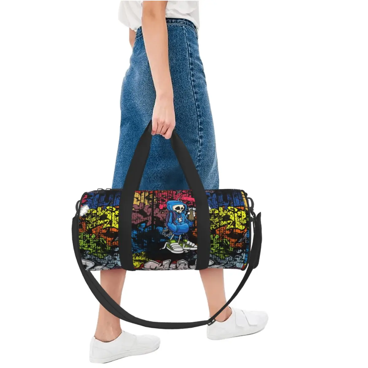 Men Travel Bag Synr 70s Retro Comic Gym Bag Large Graffiti Print Weekend Printed Handbag Cute Casual Sports