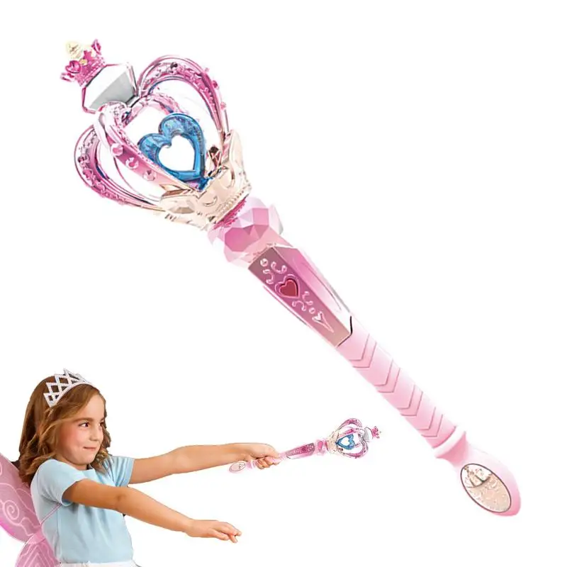 

Light Up Princess Wand LED Cute Crown Wand Toy Sparkling Fairy Wand With Light And Sound Angel Wand Sticks For Princess Costume