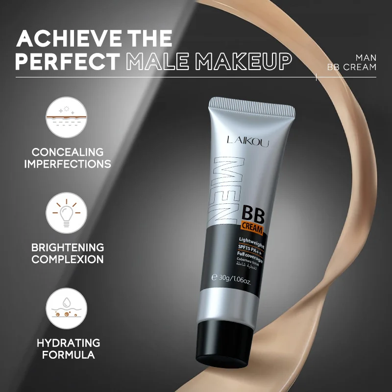 Men BB Cream Full Coverage Long Lasting Waterproof Concealer Natural Color Suitable Gifts Christmas