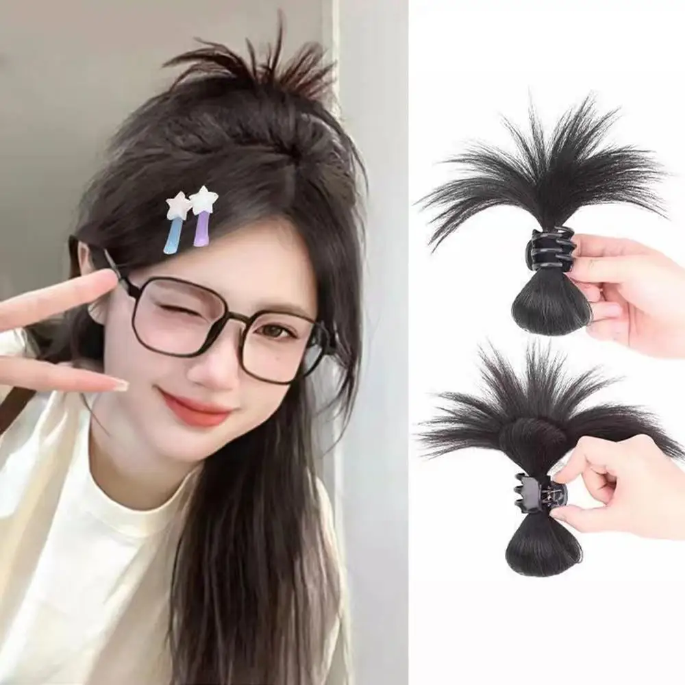 Women Half-tie Hair Claw Feather Shuttlecock Head Lazy Meatball Head Crab Clip Wig Catch Clip High Ponytail Hair Accessories