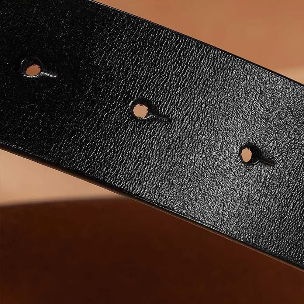 Langlebiger Luxus-Marken-Designer-Ersatzgürtel aus echtem Leder ohne Schnalle, klassischer Taillengürtel 3,3/3,8 cm mit Loch – Detail 3