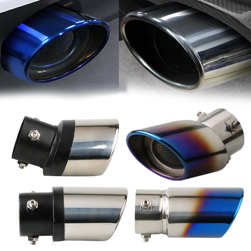 

Universal Burnt Blue Car Exhaust Muffler Tip Stainless Steel Pipe Chrome Trim Rear Tail Throat Car Accessories