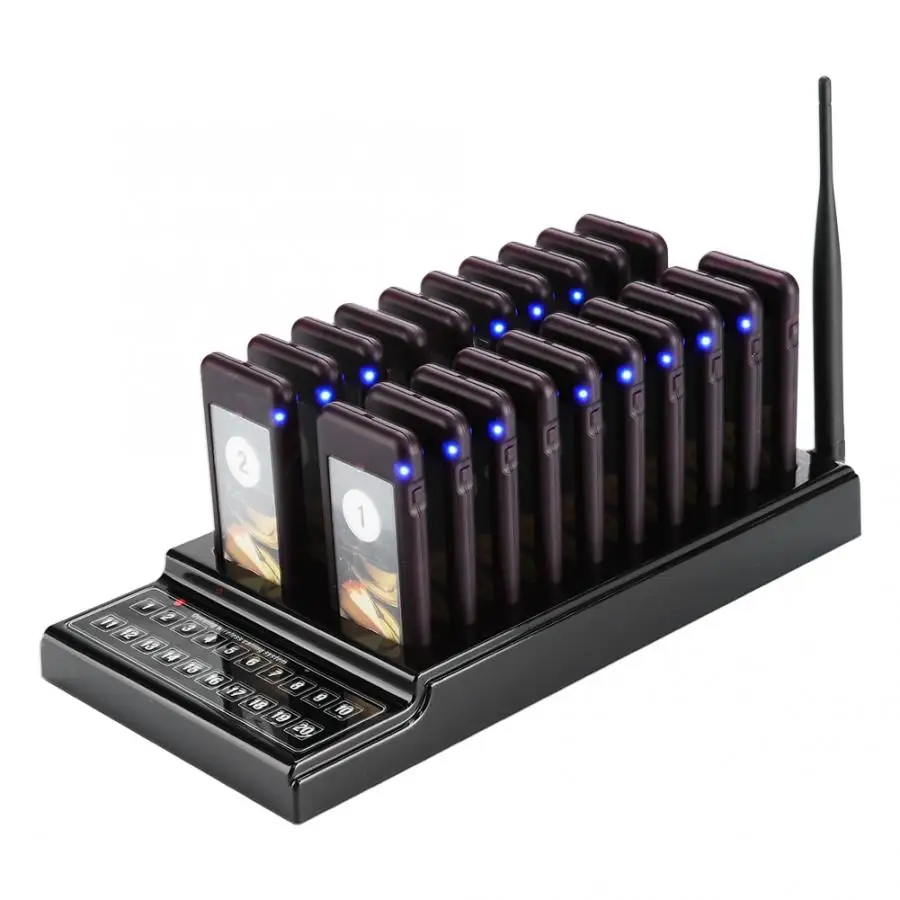 SU-68G Restaurant Pager 20 Channels Guest Paging System Wireless Coaster Pager Queue Calling System for Restaurant Coffee Shop
