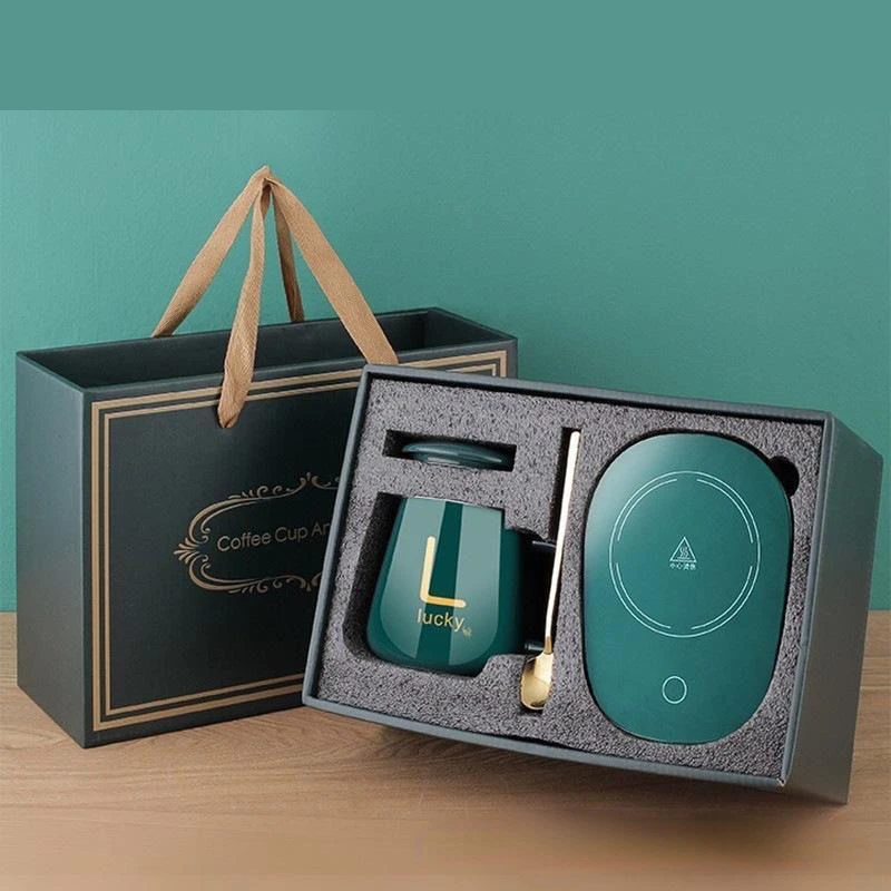 Tasse de thermostat créative, tasse de chauffage automatique à micro-gravité, tasse en céramique peut être fixée isolation thermostat coaster 55 ℃