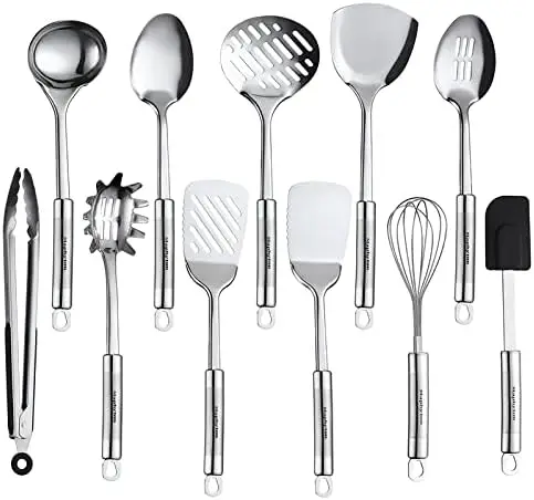 

Cooking Utensil Set, 11 PCS Stainless Steel Kitchen Utensil Set, Nonstick Kitchen Gadgets Cookware Set with Spatula Green dishes