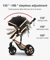 Poussette légère 3-en-1 pour bébé, convertible (assis et inclinable) avec panier de rangement, siège auto inclus, système de voyage pour nouveau-né, idéale pour les voyages en avion et les longs trajets, poussette pliable. 2