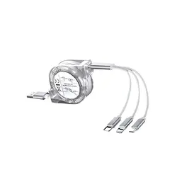Universal 3 - in - 1 Retractable Fast Charging USB Cable - 1m (Silver)