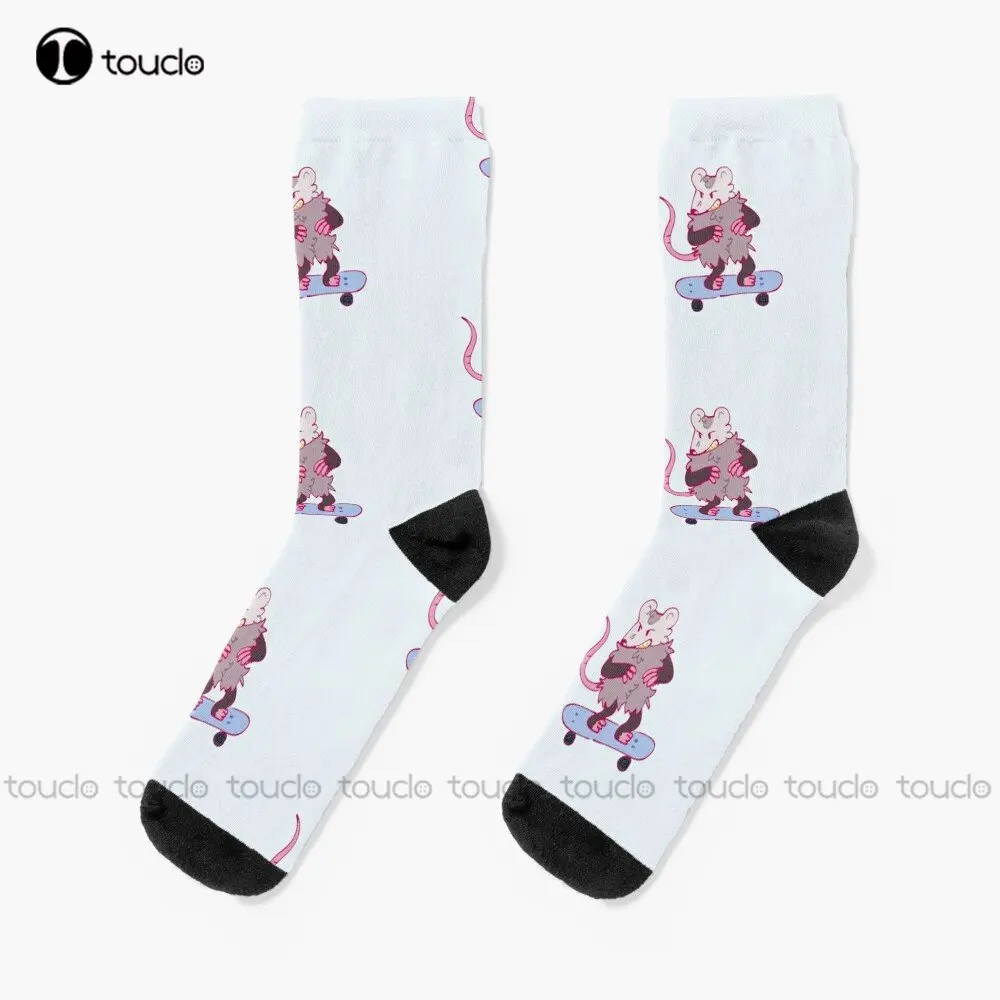 

Possum Skates Socks Black Long Socks Personalized Custom Unisex Adult Teen Youth Socks Street Skateboard Socks Custom Gift Funny