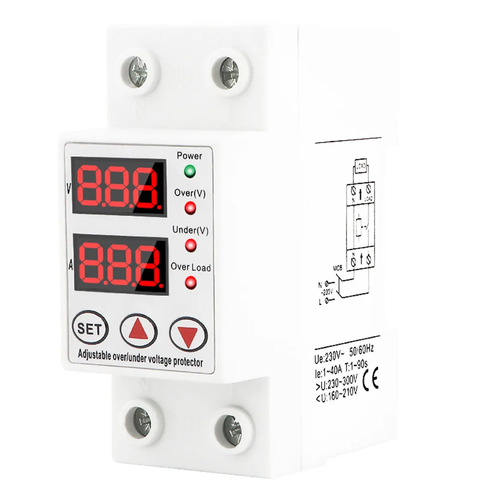 Smart Self-reset Over-under Voltage Protector Adjustable Overload Protector 220V Circuit Breakers Electrical Equipment Supplies