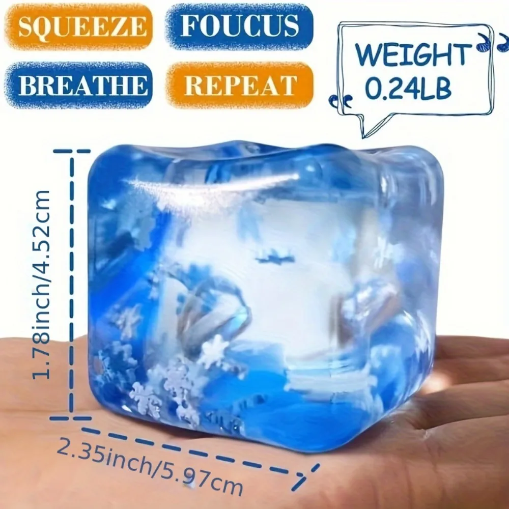 Fidget Toy 1pc Squishy Ice Cube Stress Balls For Kids And Adults Anxiety Relief Funny Calming Toys