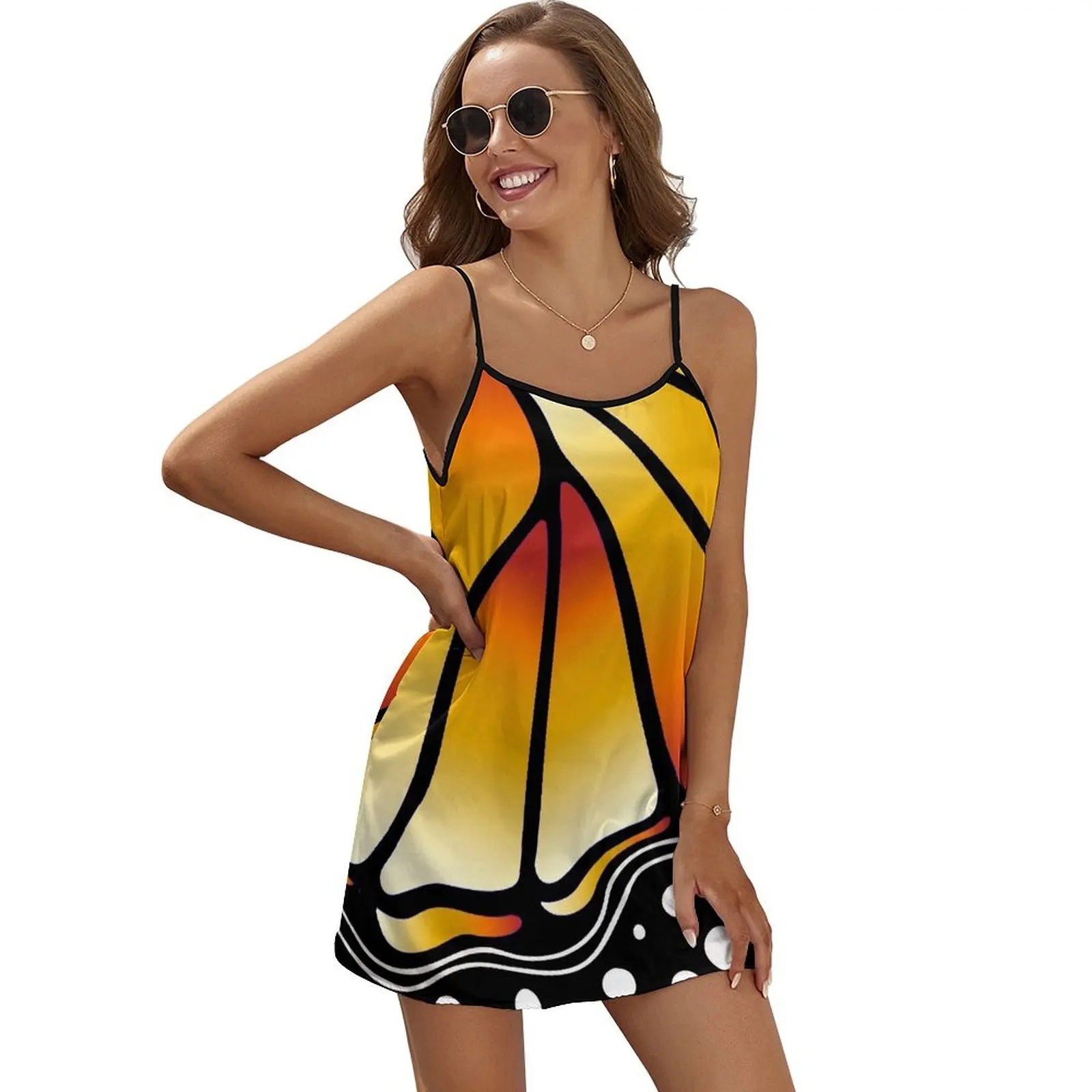 

Beautiful Butterfly - Orange Sleeveless Dress Summer women's clothing womens clothing summer dress womens 2024