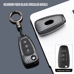 Premium ABS Carbon Fiber Car Key Fob Keychain Case Cover Shell Accessories - Fit  Ford (A3 - Folding Case)