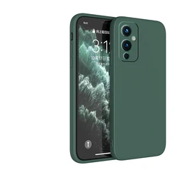 Premium Liquid Silicone Protective Case with Camera Guard and Straight Edge Design for Oneplus 7 Pro (Black Green)