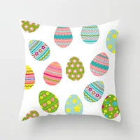45x45cm Happy Easter Cushion Cover Spring  Home Decorative Flower Garland Rabbit  Egg Print Pillow Case 2