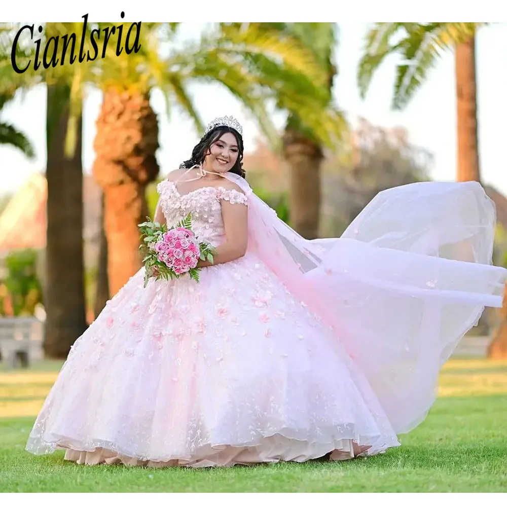 

Ball Gown Quinceanera Dresses Formal Prom Graduation Gowns With Cape Princess Sweet 15 16 Dress Sweetheart vestidos de 15 años
