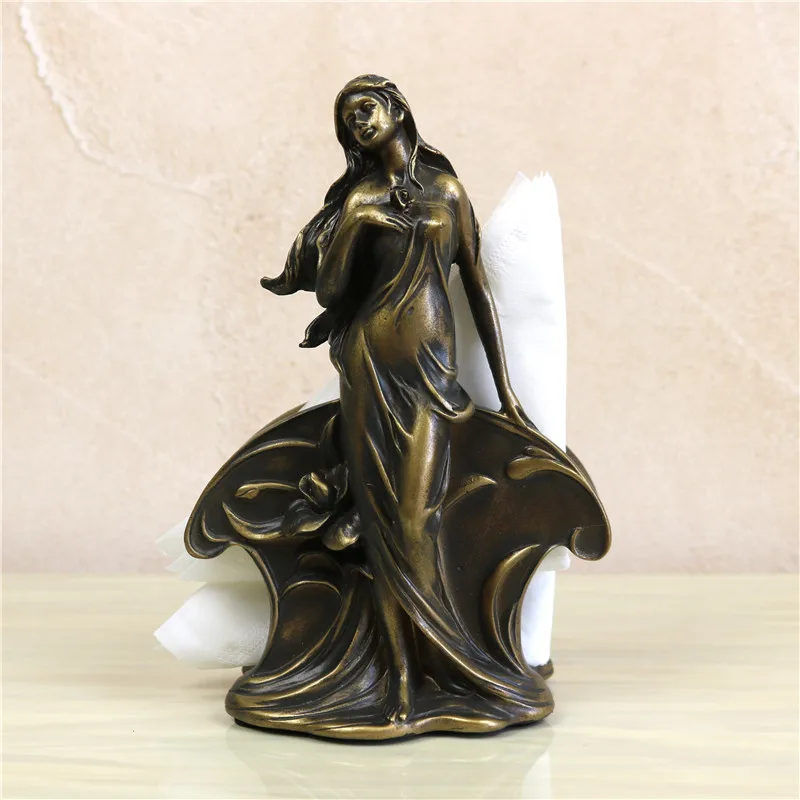 

Antique Beauty Figurine Napkin Holder Decorative Resin Fairy Serviette Stand Paper Table Essentials Adornment Craft Accessories