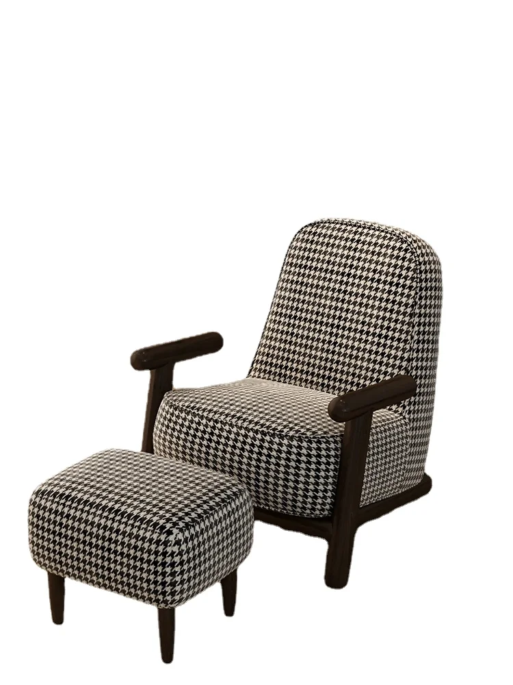 

YY Houndstooth Single-Seat Sofa Chair Advanced Light Luxury Leisure Sled Chair Solid Wood